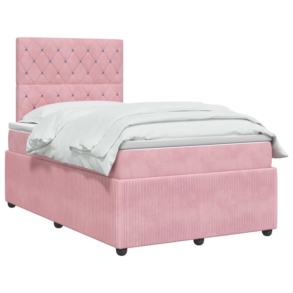 Letto box spring con materasso Rosa 120 x 200 cm Velluto 3454582