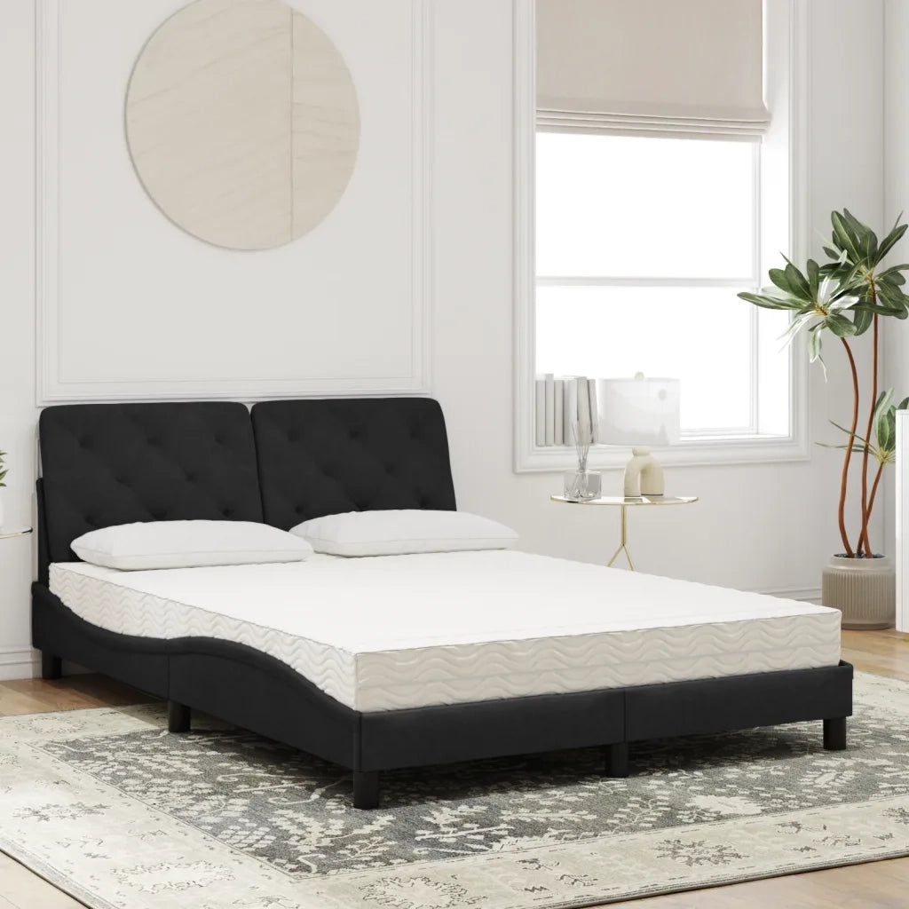 Letto con Materasso Nero 120x200 cm in Velluto 3208648