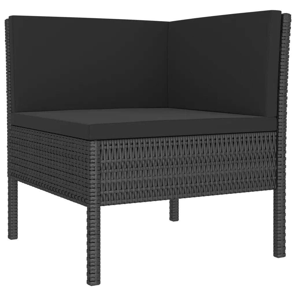 Set Divani da Giardino 6 pz con Cuscini in Polyrattan Nero 3056983