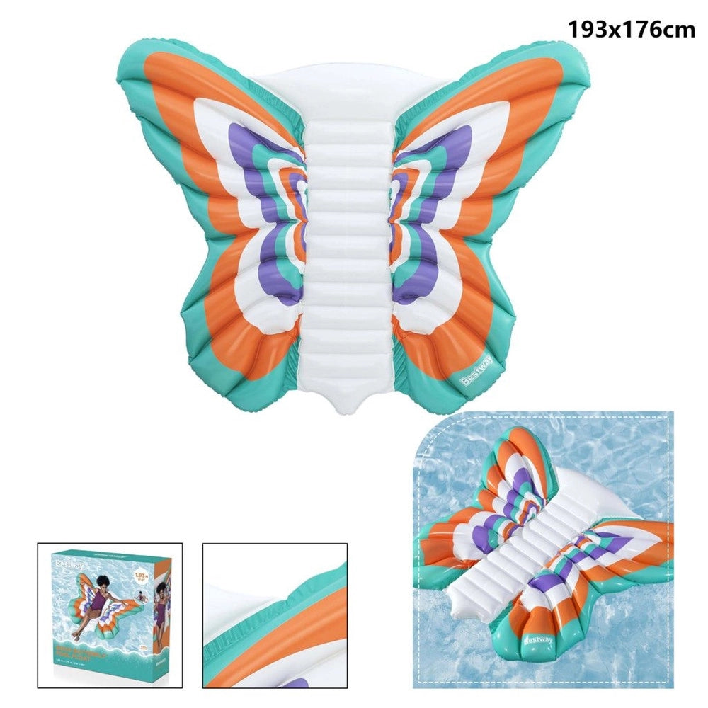 Trade Shop - Materassino Gonfiabile Boho Butterfly Mare Piscina Forma Farfalla 193x176cm Estate 43963 -