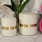 Maun, Pouf Contenitore set da 2, 37x37x42h cm Bianco Crema