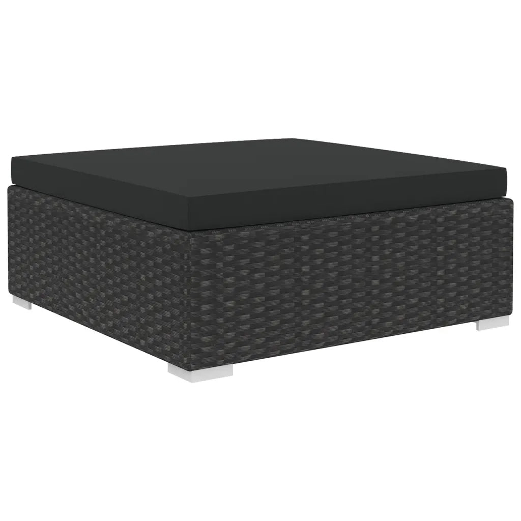 Set Divani da Giardino 5 pz con Cuscini in Polyrattan Nero 46784