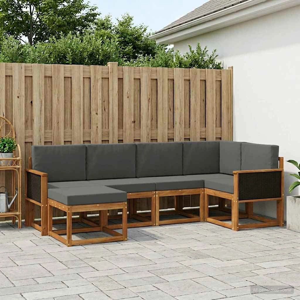 Set di divani da esterno 6 pz Naturale e Antracite 3385343