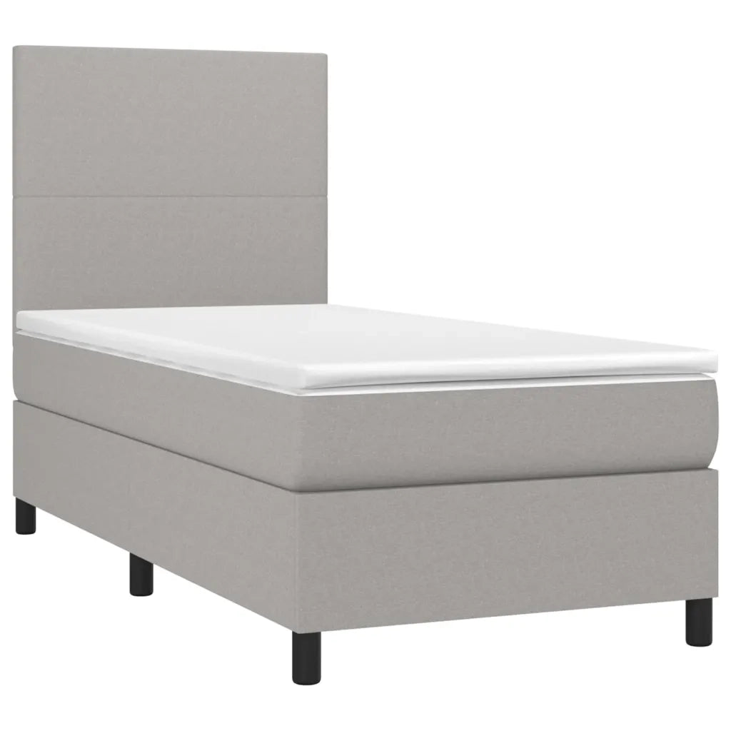 Letto singolo | Letto per adulti | Giroletto a Molle con Materasso Grigio Chiaro 80x200 cm Tessuto