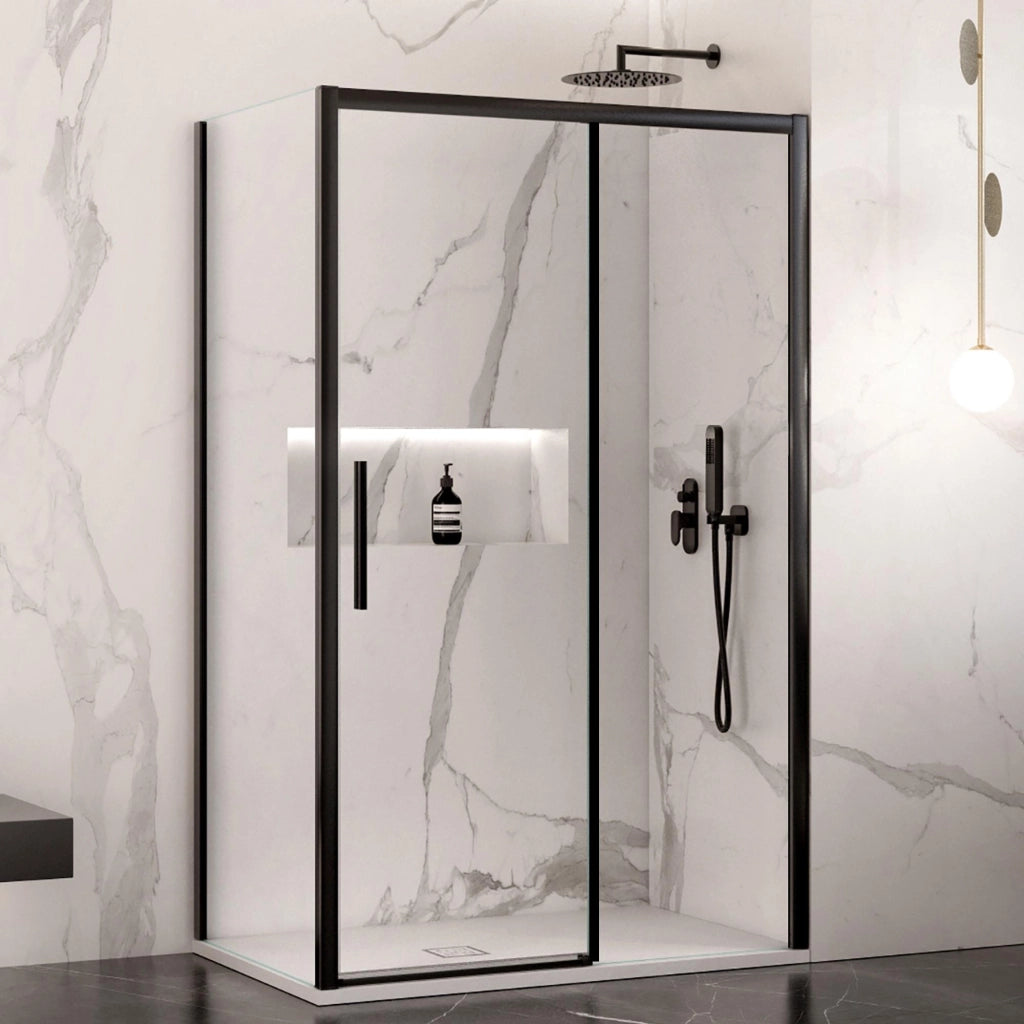 Box Doccia Angolare 80x120 cm 1 Anta Scorrevoe in Cristallo Trasparente 6mm H195 Bonussi Eliane