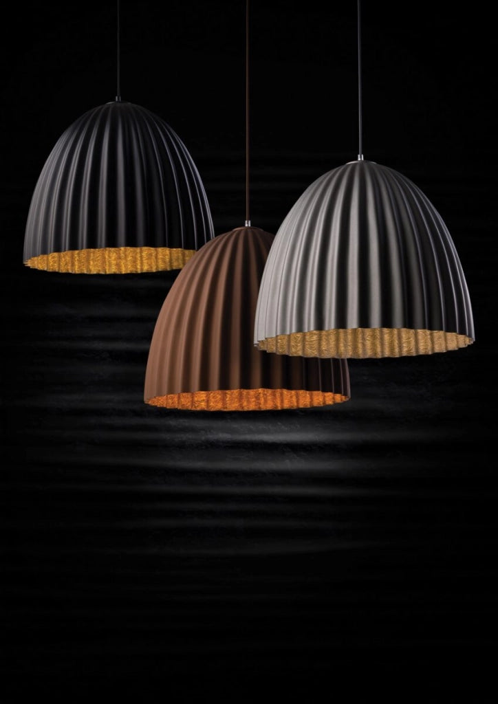 Lampada a sospensione Telma nero oro Ø50 E27 Sigma