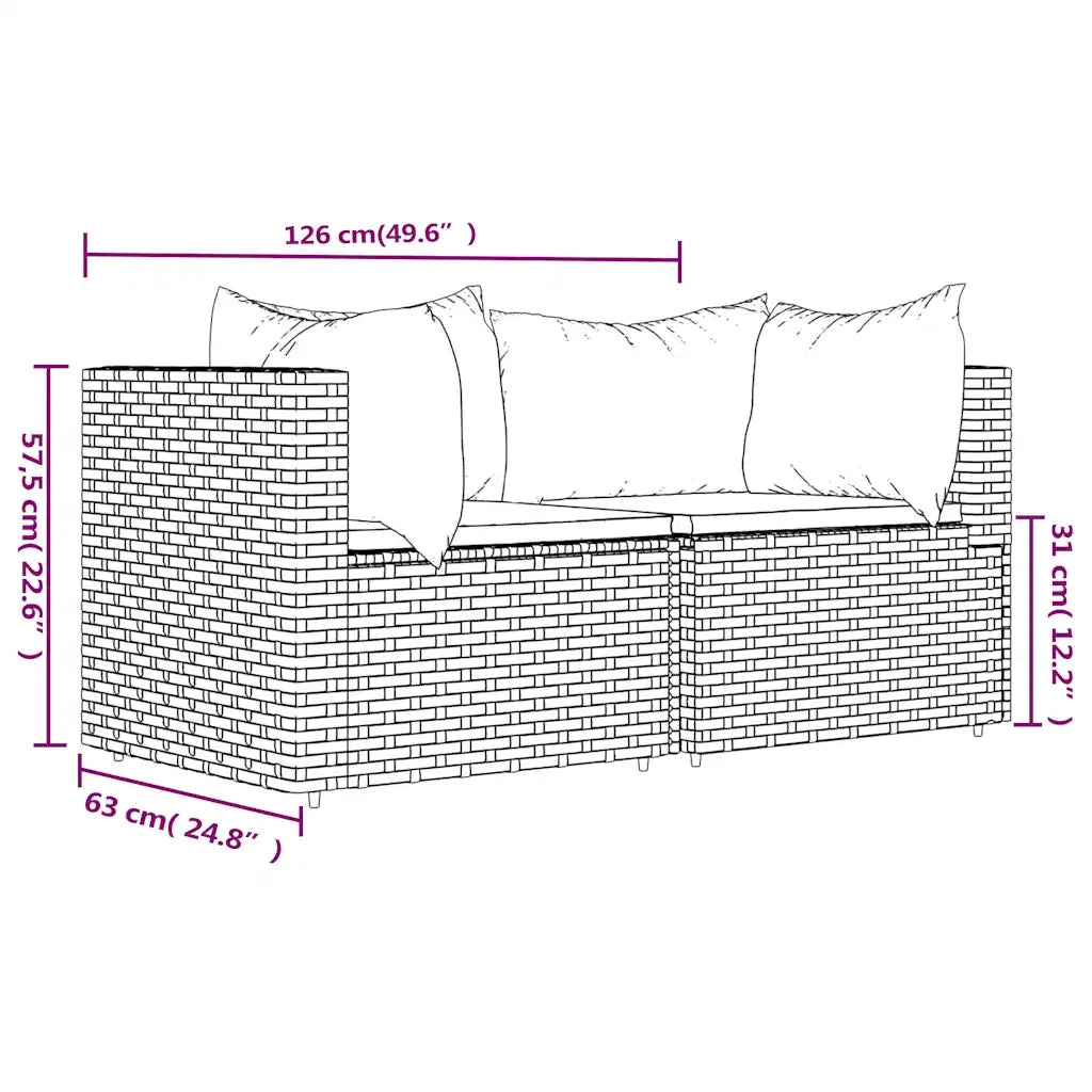 Divani Angolari da Giardino con Cuscini 2pz Polyrattan Grigio 319762