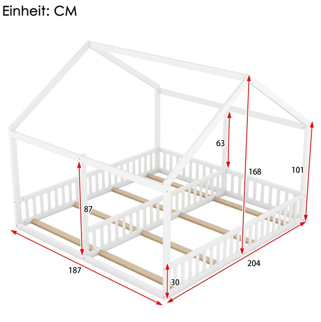Letto per bambini 2 in 1 a casetta 90x200 cm bianco