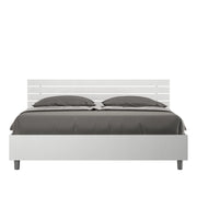 BS COM Letto matrimoniale contenitore 160x200 testata inclinata con doghe bianco frassino