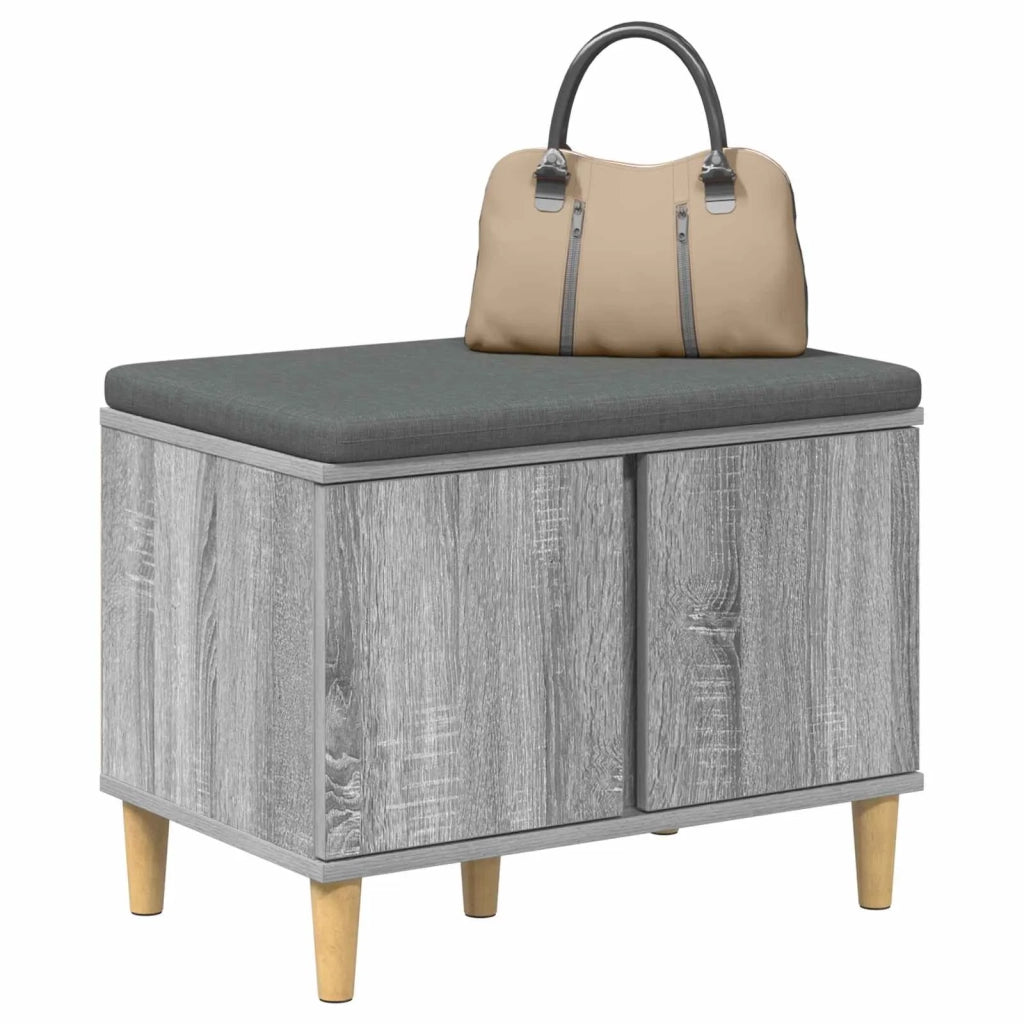 Panca per ingresso con cuscino-Sgabello-Panca da Corridoio Grigio Sonoma 60 x 38 x 46 cm 156264