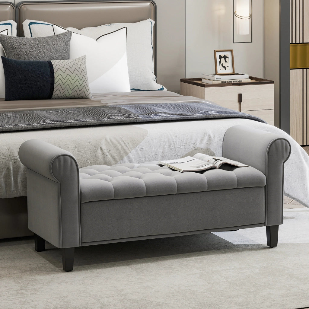 Pouf Imbottito ¨C Minimal ¨C Grigio 126x48.5x57 cm
