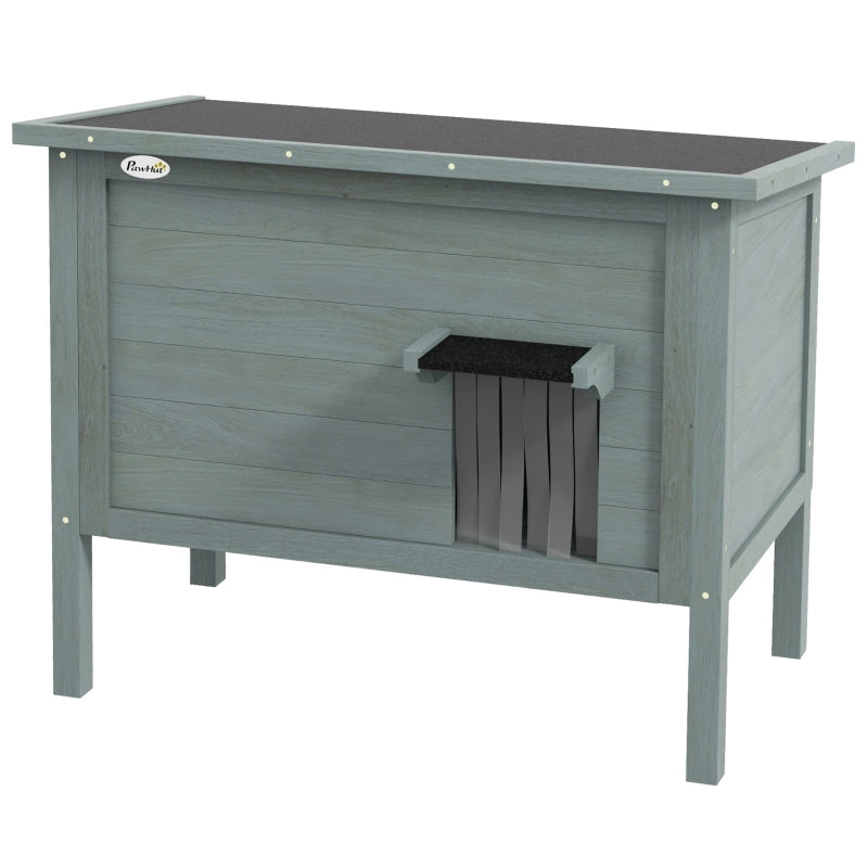 Cuccia per gatti da esterno, resistente alle intemperie, 1 finestra, 1 ingresso, 85 x 50 x 68,5 cm, grigio scuro + nero