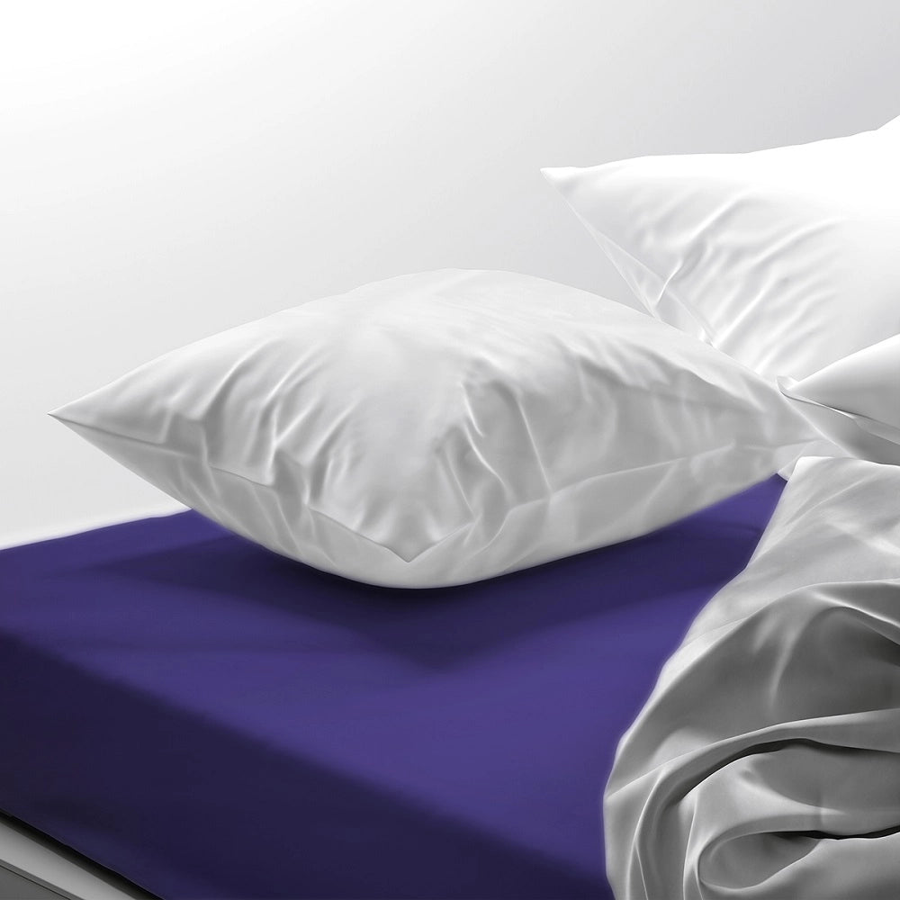 Lenzuolo letto sotto con angoli 100% puro cotone Made in Italy tinta unita Prugna - 2 Piazze