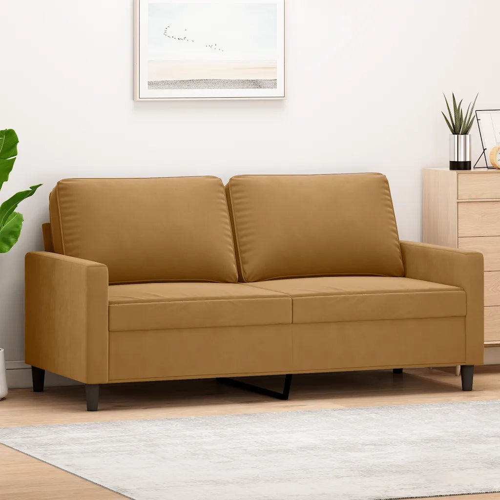 Divano a 2 Posti-Sofa 2 Posti Marrone 140 cm in Velluto 731904