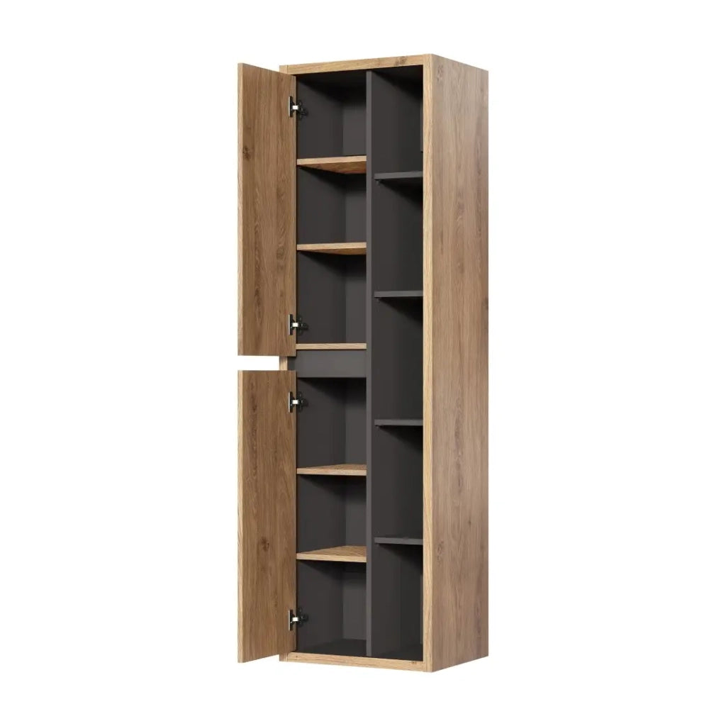 Colonna bagno MATT 170 cm – Rovere chiaro e grigio antracite – Design sospeso moderno