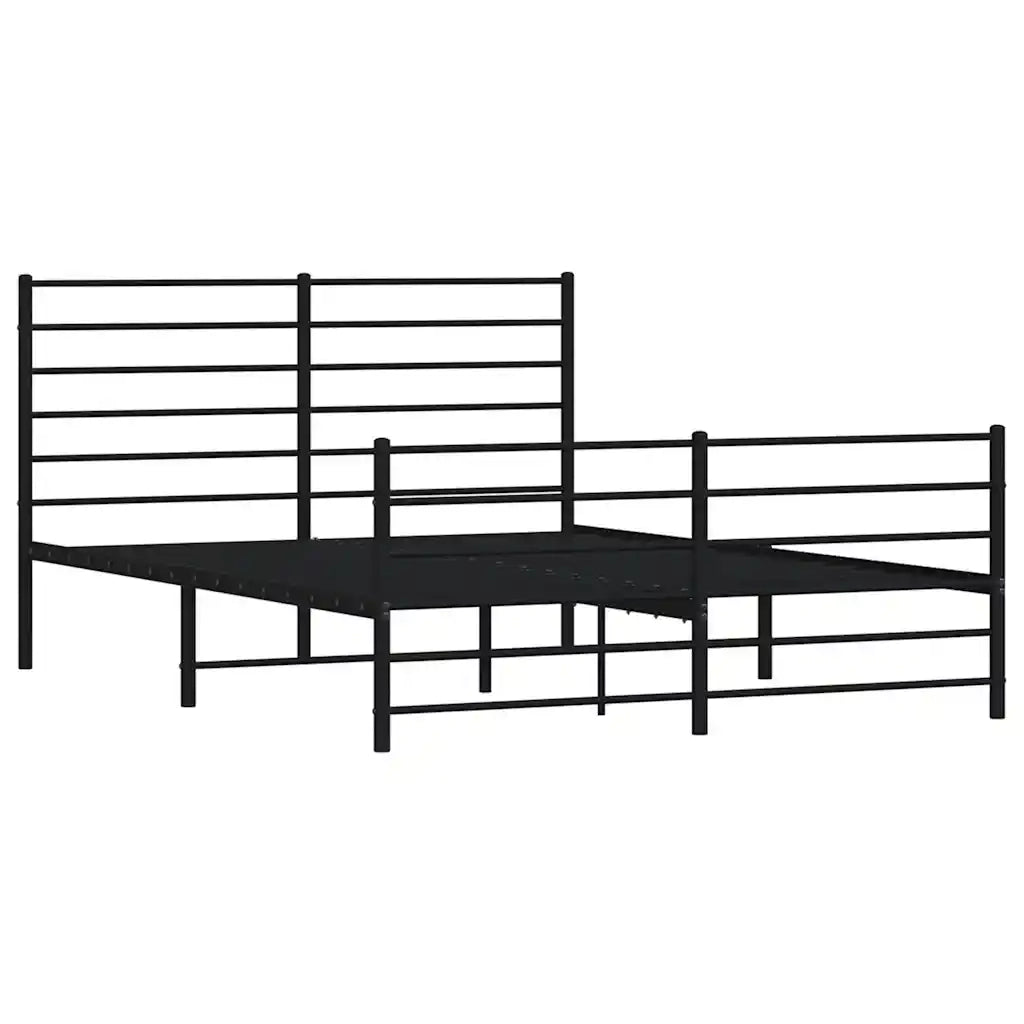 Letto matrimoniale | Letto per adulti | Giroletto con Testiera e Pediera Metallo Nero 140x190 cm