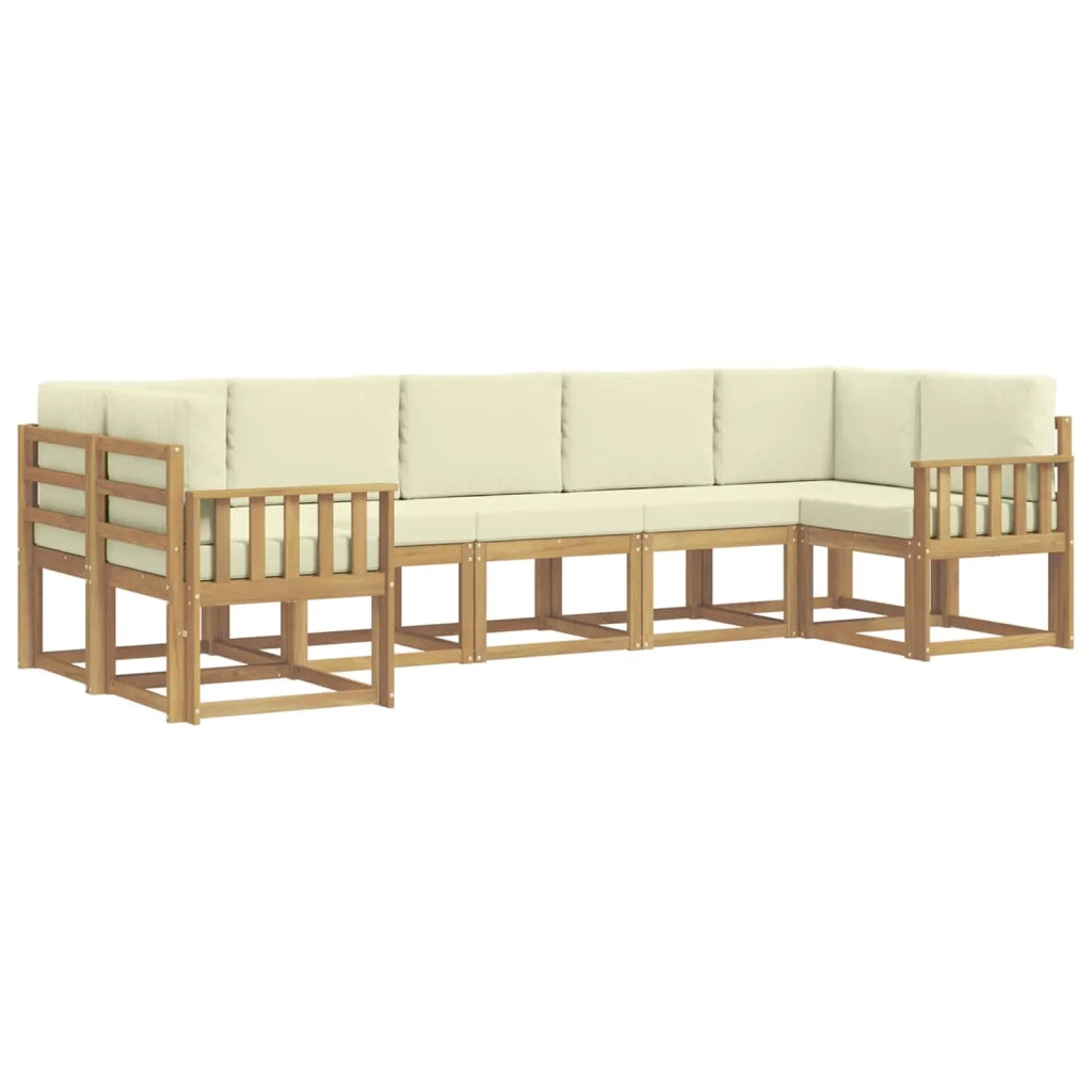Set di divani da esterno con cuscino 7 pcs Bianco e Crema 3388149