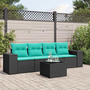 Set Divani da Giardino 5 pz con Cuscini Nero in Polyrattan 3222286