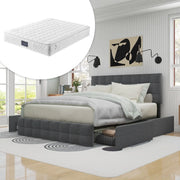 letto imbottito lino grigio 140 x 200 cm