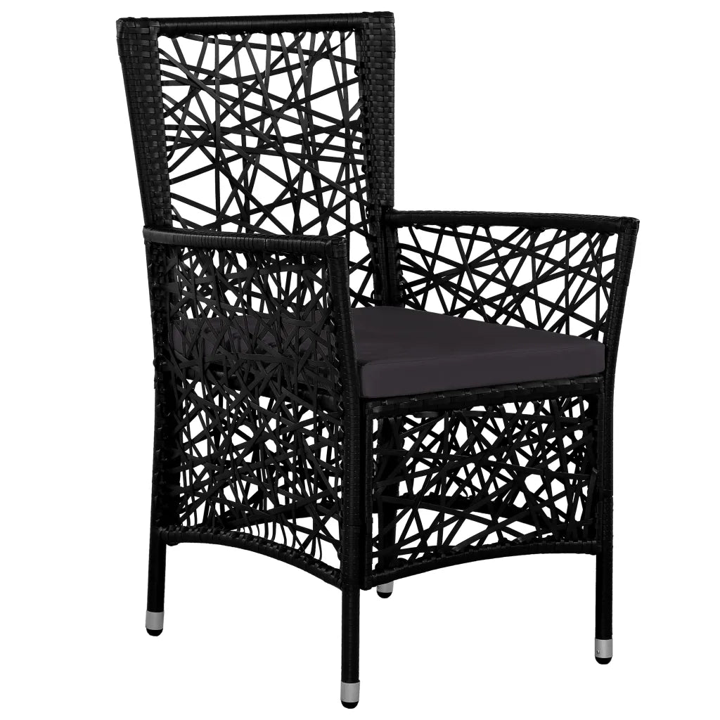 Set da Pranzo da Giardino 5 pz in Polyrattan Nero 44088
