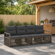 Set Divano da Giardino 4 pz Grigio polyrattan 3435635