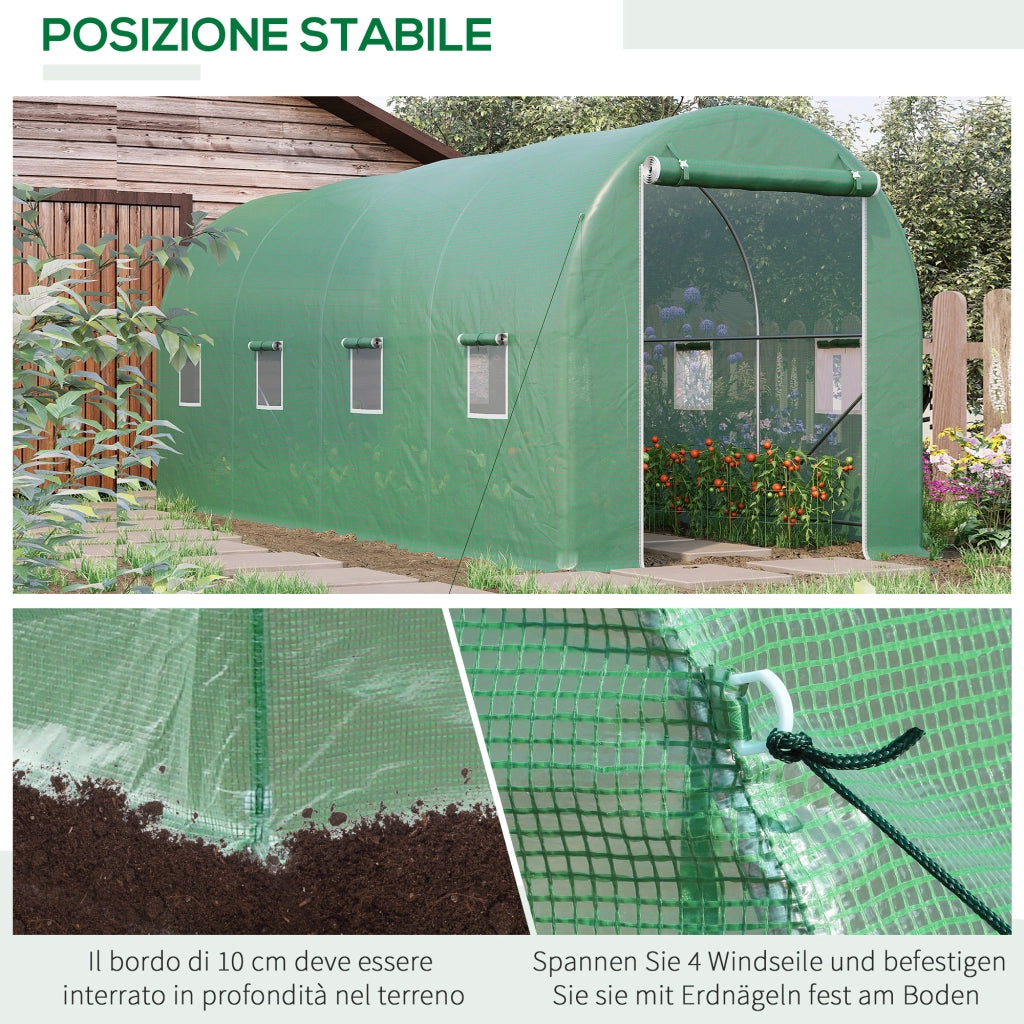 Serra da Giardino Tunnel ¨C zephmum ¨C Verde, 5x2x2 m, 8 Finestre