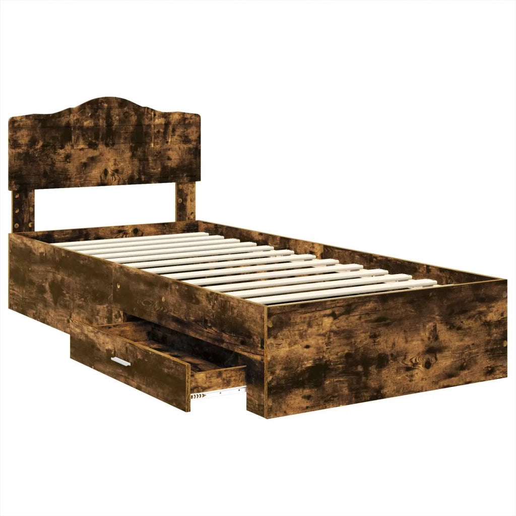 Letto singolo | Letto per adulti | Struttura del letto Rovere fum¨¦ 70 x 190 cm Legno multistrato