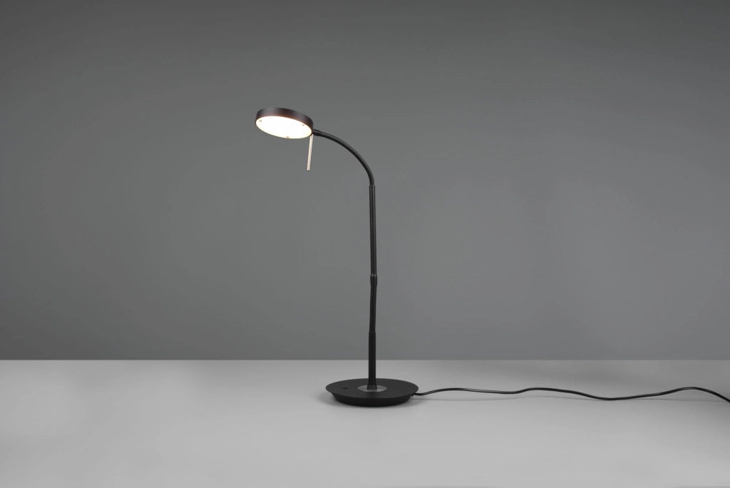 MONZA LAMPADA DA STUDIO LED 12W 1400lm, 2300+3000+4000K CON 2 SNODI FLESSIBILI NERO E CROMO DIMMERABILE H.57CM