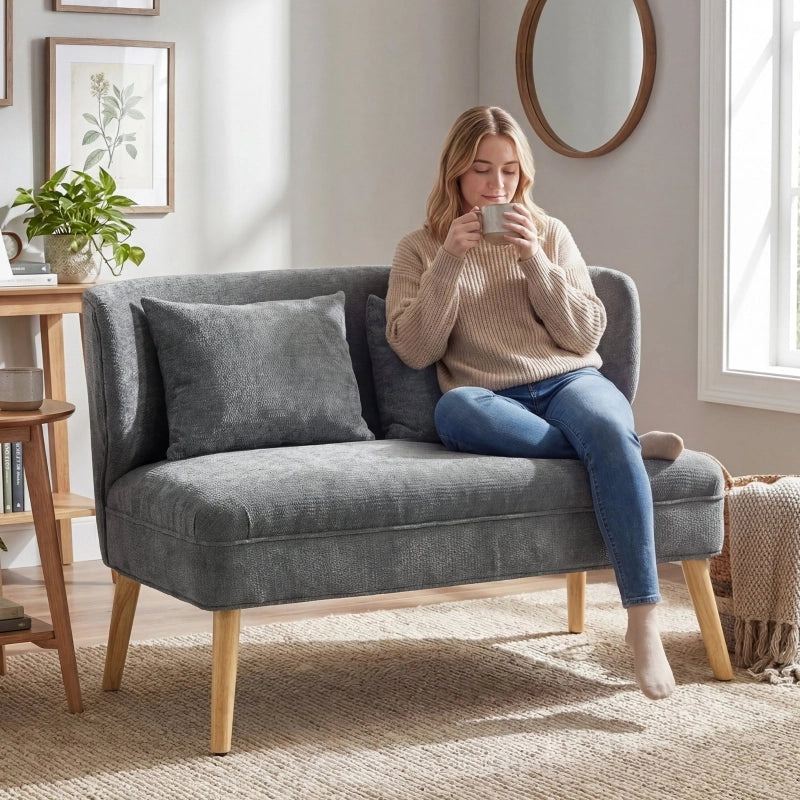 DIVANO 2 POSTI Compatto 117 cm Chenille Grigio