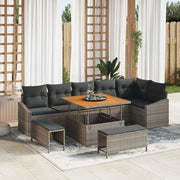 Set Divano da Giardino con cuscino 9 pcs Grigio Poly Rattan 3364618