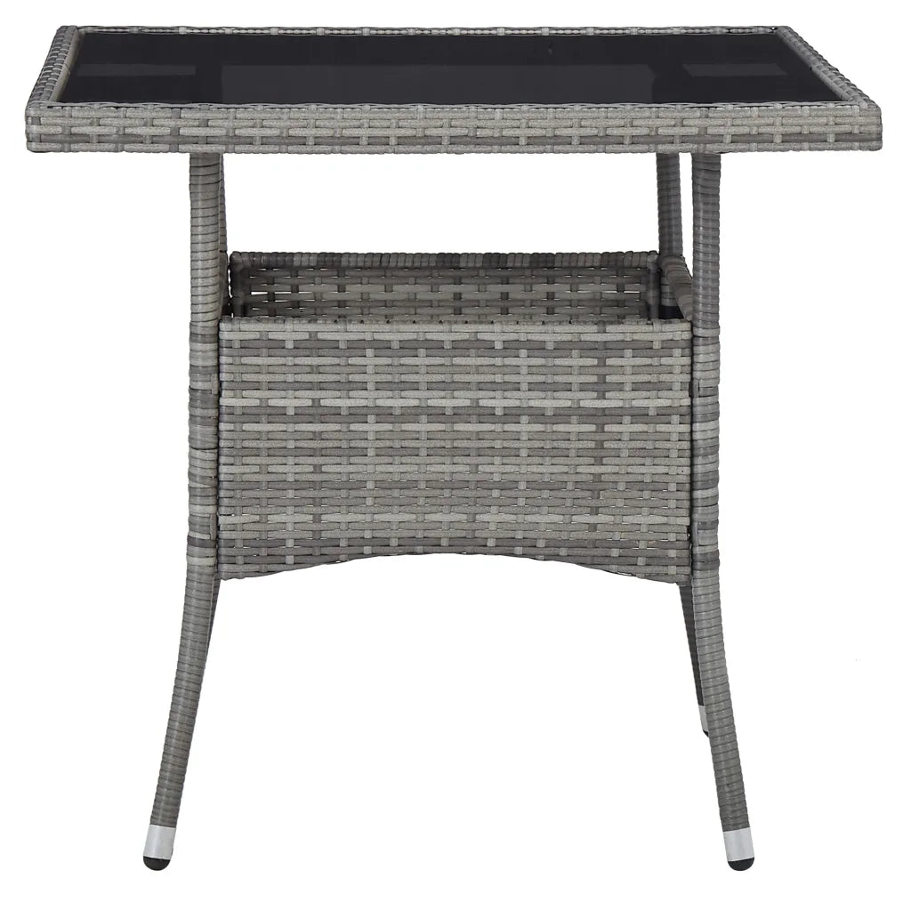 Set da Pranzo da Giardino 3 pz | Set Salotto da Giardino in Polyrattan e Vetro Grigio