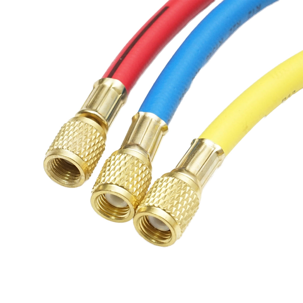 Set di tubi flessibili da 180 cm, 3 colori, per la ricarica di freon R12, R22, R134a, 404, 502