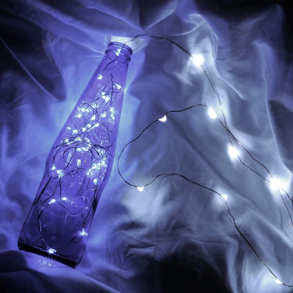 Catena luminosa led di Natale filo rame 100 micro led batteria 10MT luce fredda