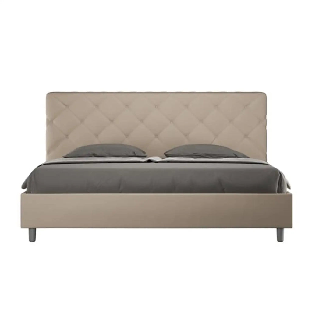 Letto con rete imbottito 180x190 similpelle tortora Priya