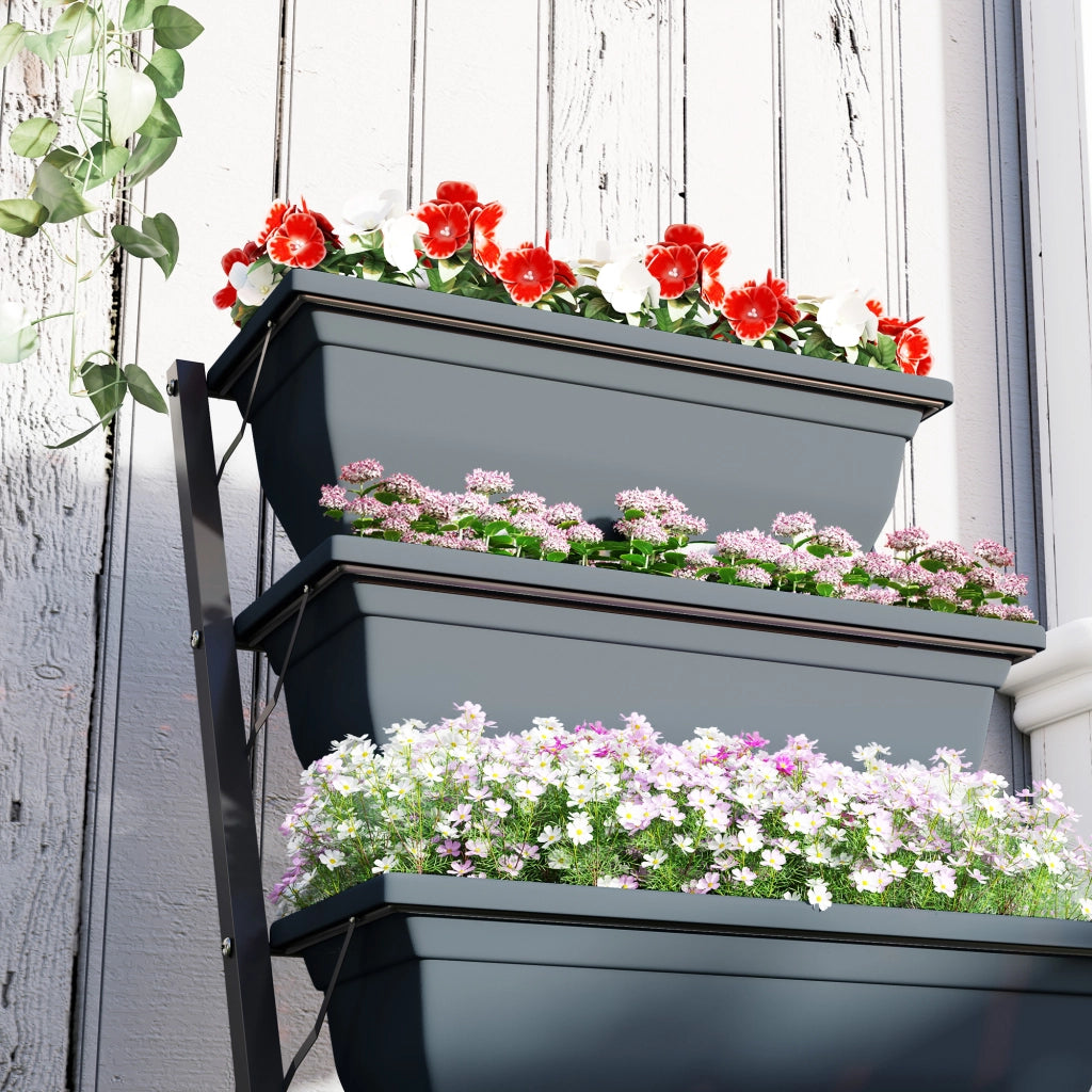 Fioriera Rialzata 5 Livelli ¨C Xylo ¨C Acciaio Grigio Verticale per Giardino Balcone