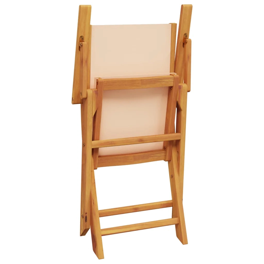 Set Pranzo da Giardino 5 pz | Set Salotto da Giardino Beige in Tessuto e Legno Massello