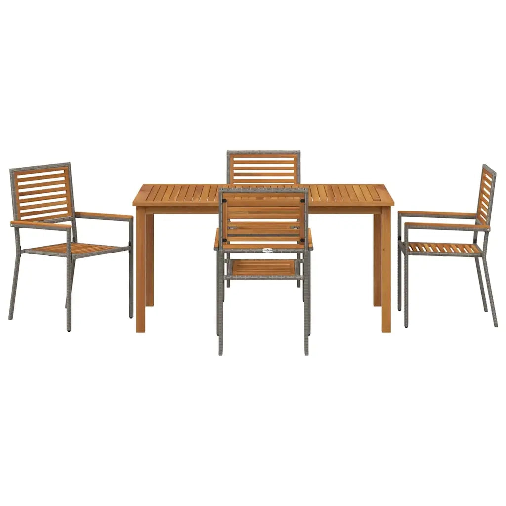 Set da Pranzo per Giardino 5 pcs Grigio