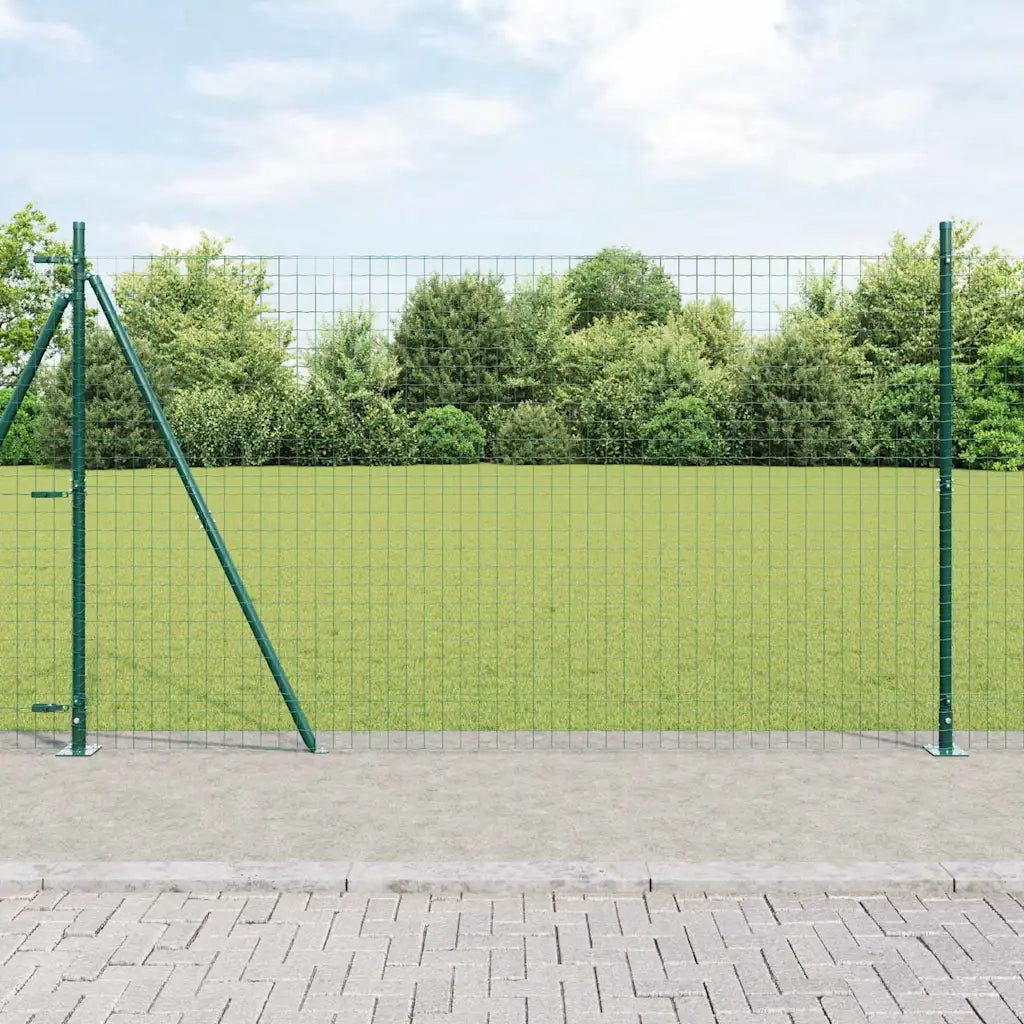 Recinzione da Giardino | Recinzione con pali. Verde 1.5 x 10 m Acciaio