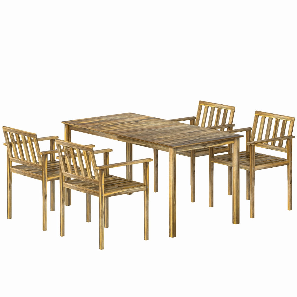 Set da pranzo 5 pezzi ¨C Minimal ¨C tavolo e sedie in teak per 4 persone