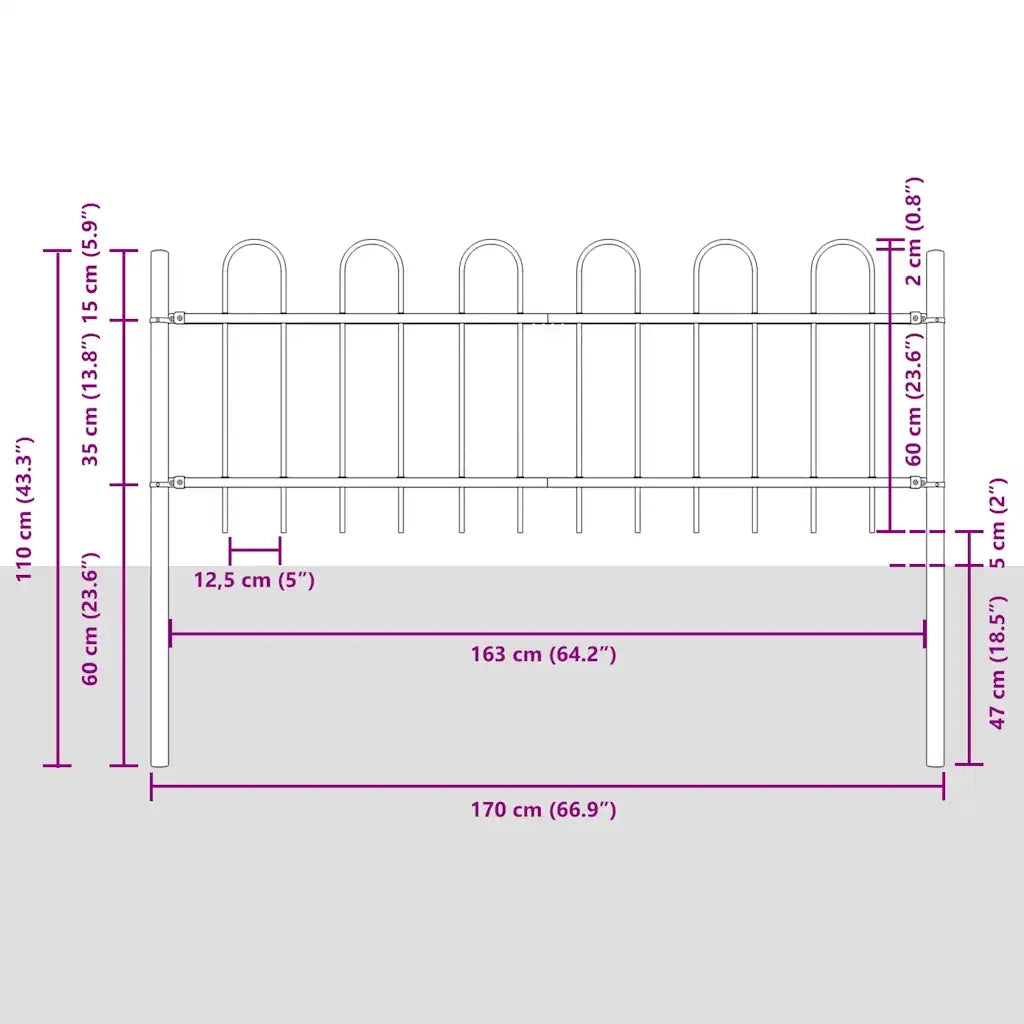 Recinzione per Giardino 9 pcs Grigio 15,3 x 0,6 m 3334173