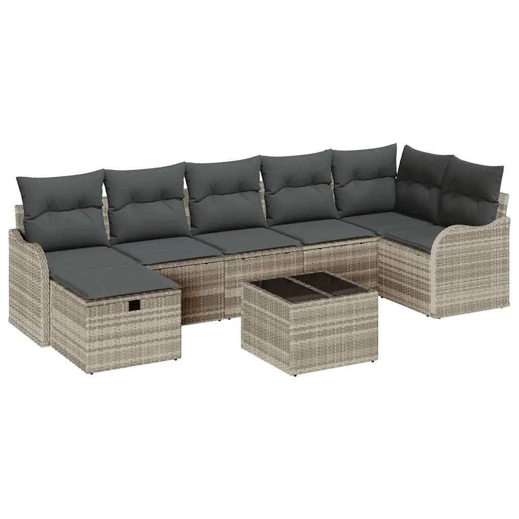 Set di divani con cuscino 8 pcs Grigio chiaro polyrattan