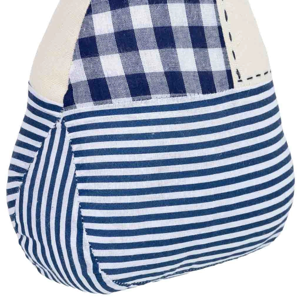 Fermaporta in cotone con barca blu, 17x8x24h cm