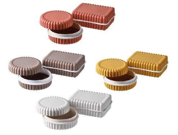 Set 2 Pezzi Contenitore da Cucina in Plastica Forma Biscotto 4 Colori