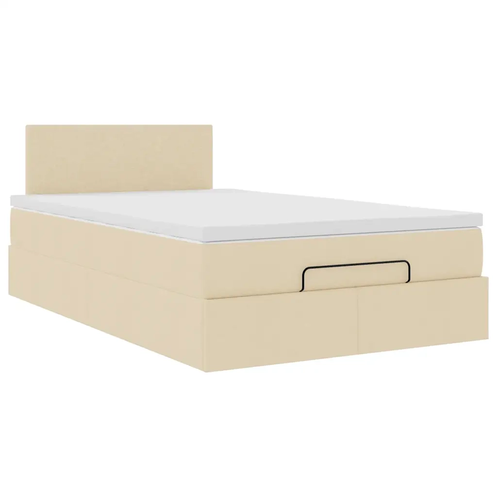 Struttura Letto Pouf con Materasso Crema 120x200 cm in Tessuto 3311371