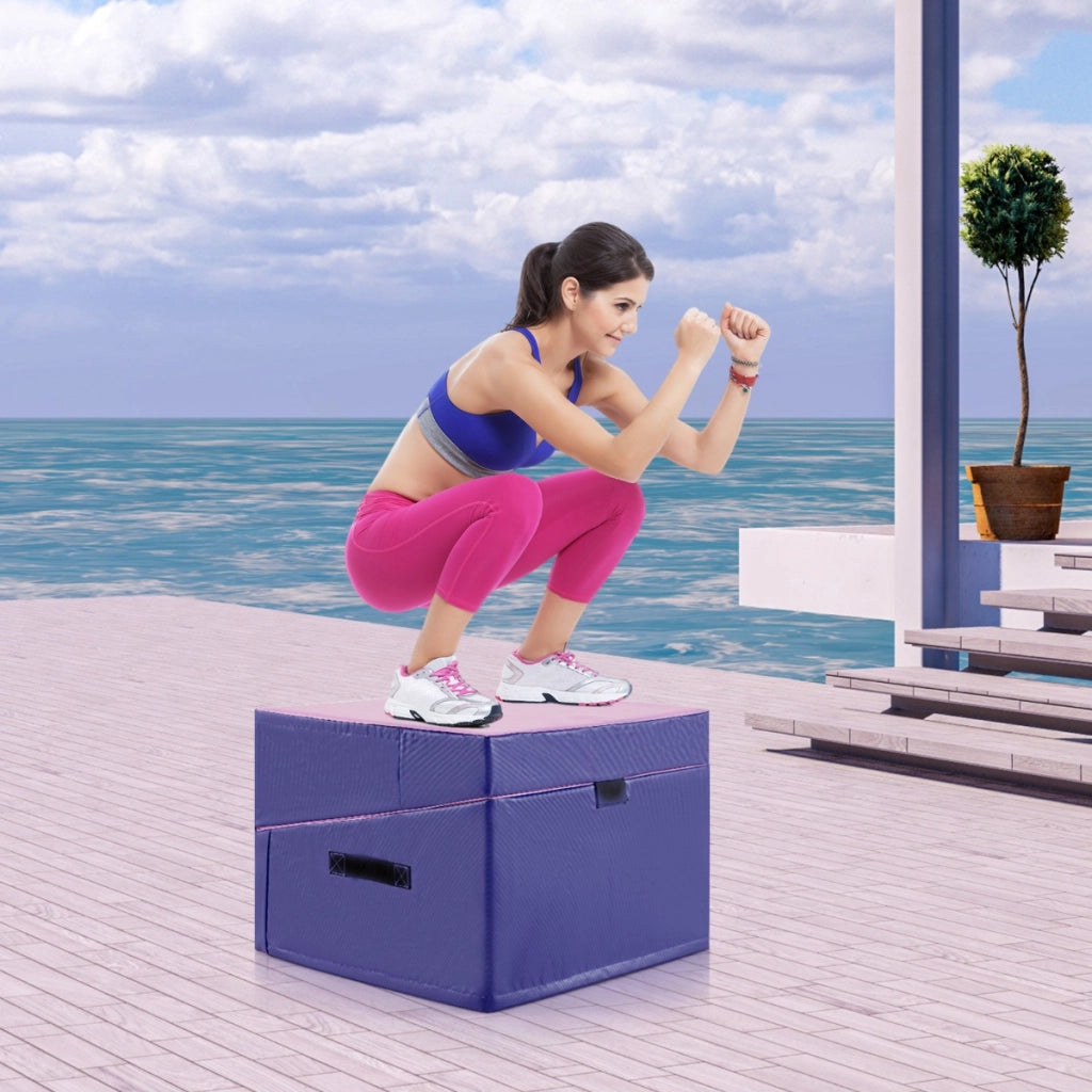 Tappetino da ginnastica a forma di cuneo per casa-Tappetino yoga pieghevole con schiuma EPE e pelle antiscivolo Viola