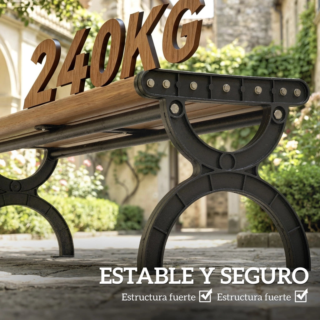 Panchina da giardino 2 posti in metallo con seduta a doghe ¨C Minimal ¨C Marrone 124x39x39 cm