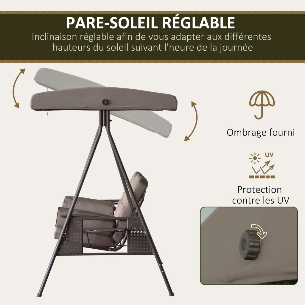 Sedia a dondolo da giardino 3 posti con cuscini ¨C Minimal ¨C Polyester beige