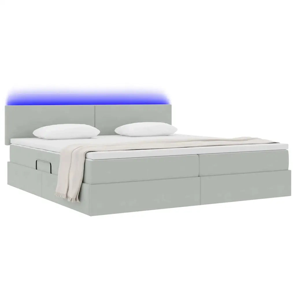 Letto con contenitore e LED Grigio chiaro 200 x 200 cm Velluto 3371355