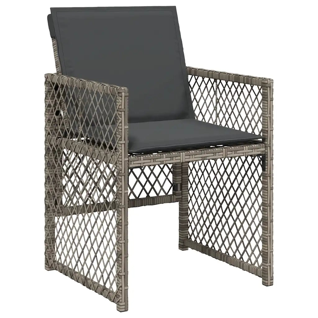 Set da Pranzo da Giardino 9 pz con Cuscini in Polyrattan Grigio 3210776