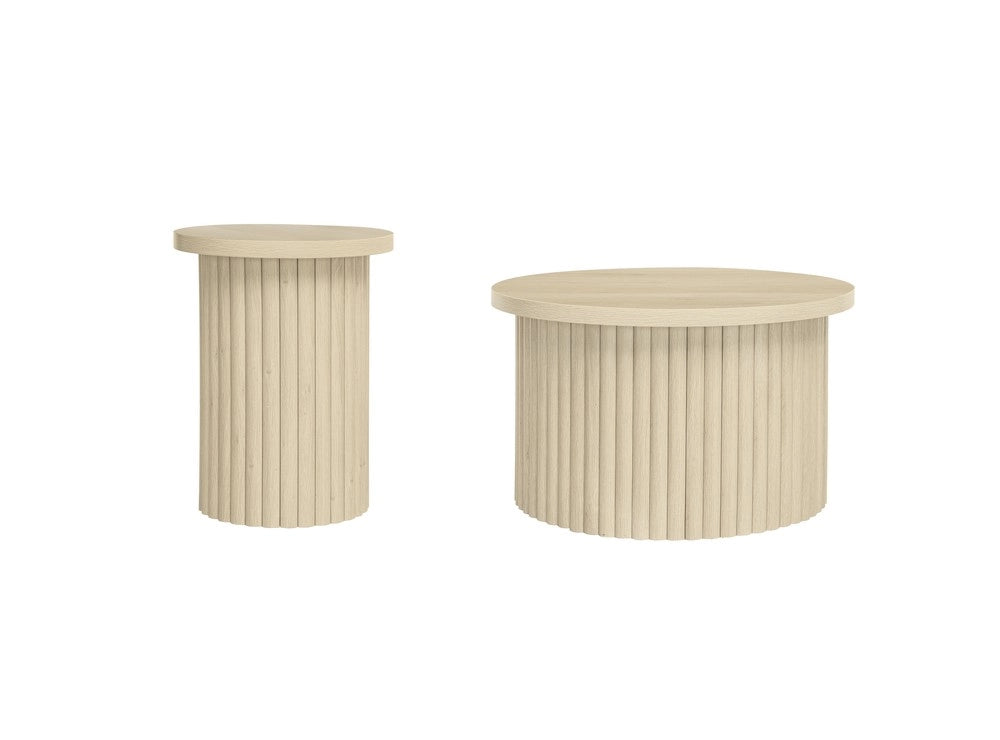 Set 2 Tavolini da Caff¨¨ Rotondi ¨C MINIMAL ¨C Legno Naturale, Design Moderno per Soggiorno